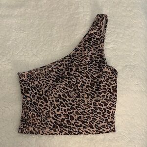 Leopard Print One-Shoulder Top